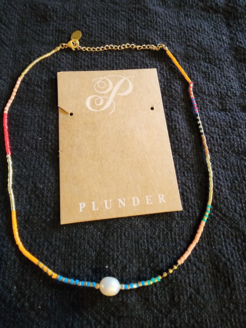 Plunder Savanna Multicolor Beaded Necklace with  Faux Pearl Center